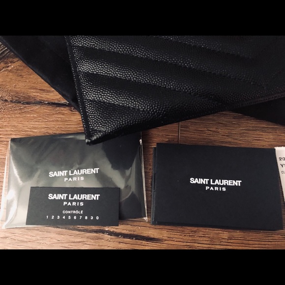 Yves Saint Laurent-AUTHENTIC (NWT/Box) Black Leather & Gold Hardware CLUTCH - Picture 14 of 16